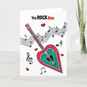 Cartes Pour Fêtes Annuelles Valentine Son Cœur Musique Guitare 
