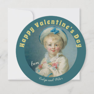 Cartes Pour Fêtes Annuelles Valentine Sweet garçon avec fleurs Fragonard Pierr