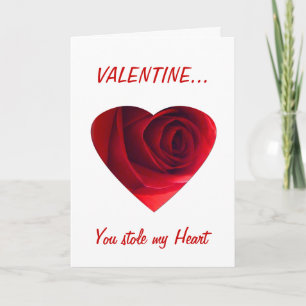 Cartes Pour Fêtes Annuelles Valentine, tu as volé mon coeur-Rouge Rose Heart