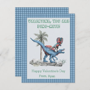 Cartes Pour Fêtes Annuelles Valentine, Tu Es DINO-Mite ! Classe bleue