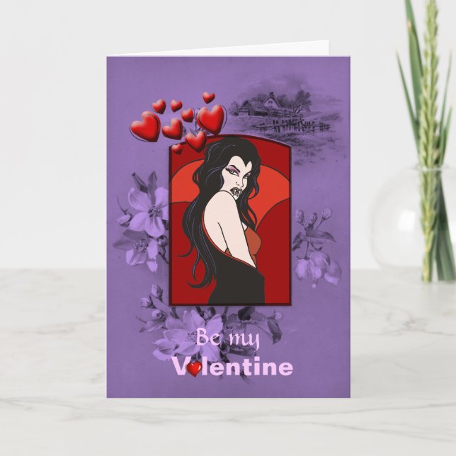 Cartes Pour Fêtes Annuelles Valentine Vamp veut une petite bouchée pour la Sai (Devant)