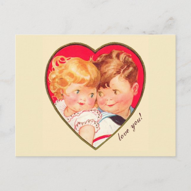 Cartes Pour Fêtes Annuelles Valentine vintage amoureuse (Devant)
