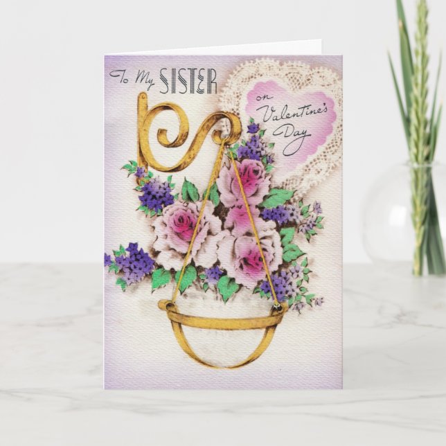Cartes Pour Fêtes Annuelles Valentine vintage Pour Soeur (Devant)
