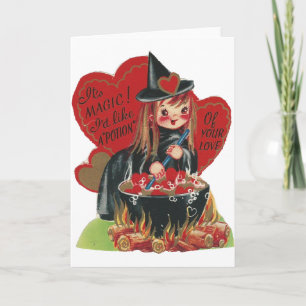 Cartes Pour Fêtes Annuelles Valentine vintage "Witch"
