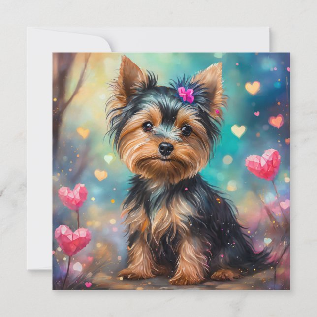 Cartes Pour Fêtes Annuelles Valentine Yorkie (Devant)