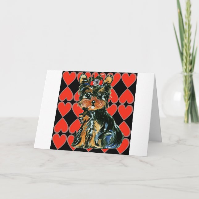 Cartes Pour Fêtes Annuelles Valentine Yorkie Poo (Devant)