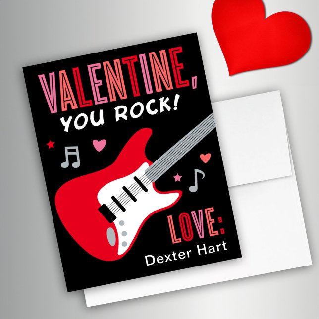Cartes Pour Fêtes Annuelles Valentine You Rock Guitare Rouge Enfants Saint Val (Créateur téléchargé)