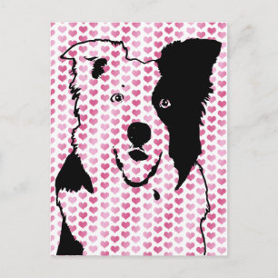 Cartes Pour Fêtes Annuelles Valentines - Bordure Collie Silhouette