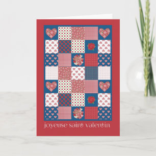 Cartes Pour Fêtes Annuelles Valentine's Card Français Salutation, Coeurs, Rose