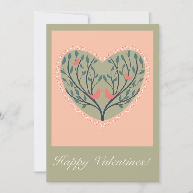 Cartes Pour Fêtes Annuelles Valentines card with birds and tree design (Devant)