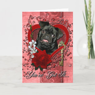 Cartes Pour Fêtes Annuelles Valentines - clé à mon coeur - carlin - Ruffy