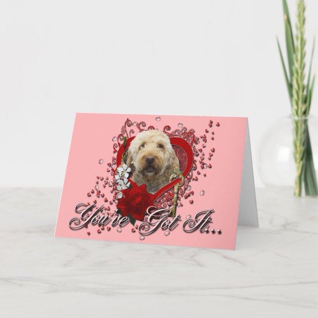 Cartes Pour Fêtes Annuelles Valentines - clé à mon coeur - GoldenDoodle (Devant)