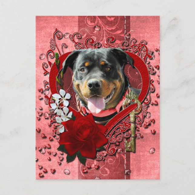 Cartes Pour Fêtes Annuelles Valentines - clé à mon coeur - rottweiler (Devant)