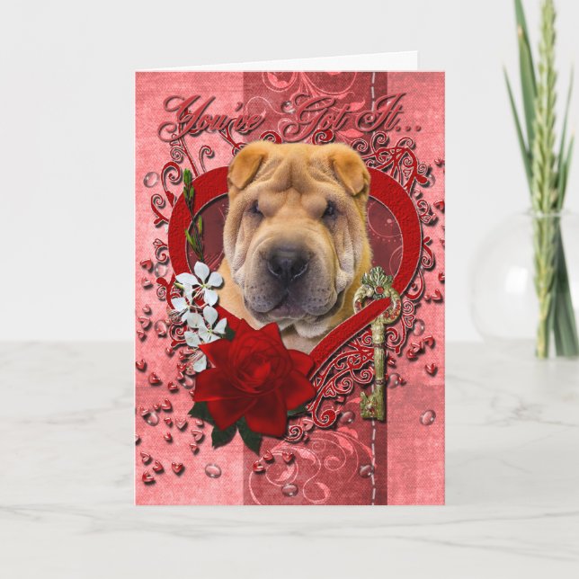 Cartes Pour Fêtes Annuelles Valentines - clé à mon coeur - Shar Pei (Devant)