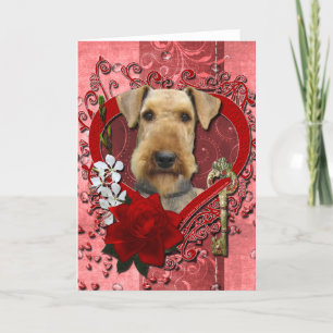 Cartes Pour Fêtes Annuelles Valentines - Clé de mon coeur - Airedale