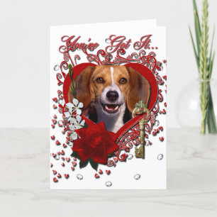 Cartes Pour Fêtes Annuelles Valentines - Clé de mon coeur - Beagle