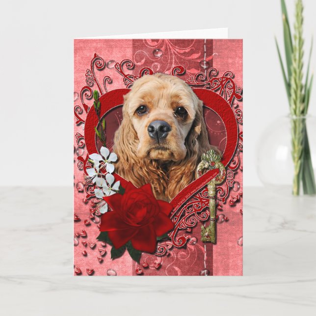 Cartes Pour Fêtes Annuelles Valentines - Clé de mon coeur - Cocker Spaniel (Devant)