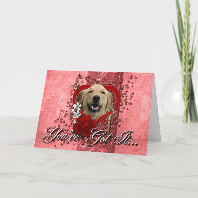 Cartes Pour Fêtes Annuelles Valentines - Clé de mon coeur - Golden Retriever (Devant)