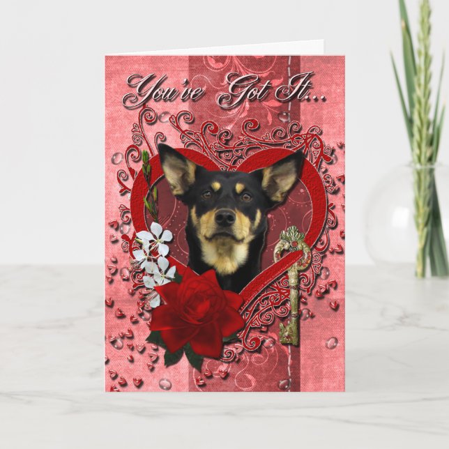 Cartes Pour Fêtes Annuelles Valentines - Clé de mon coeur - Kelpie australienn (Devant)