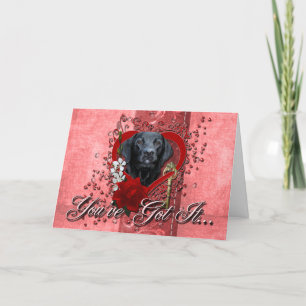 Cartes Pour Fêtes Annuelles Valentines - Clé de mon coeur - Labrador - Noir