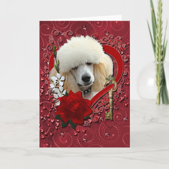 Cartes Pour Fêtes Annuelles Valentines - Clé de mon coeur - Poodle - Apricot (Devant)