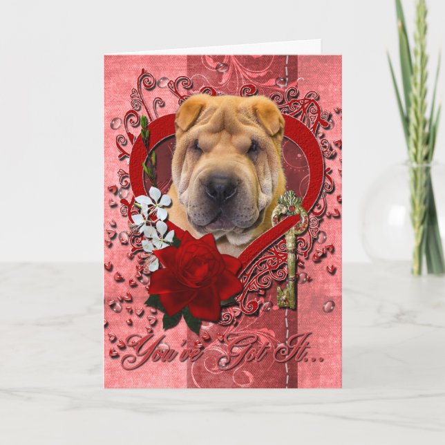 Cartes Pour Fêtes Annuelles Valentines - Clé de mon coeur - Shar Pei (Devant)