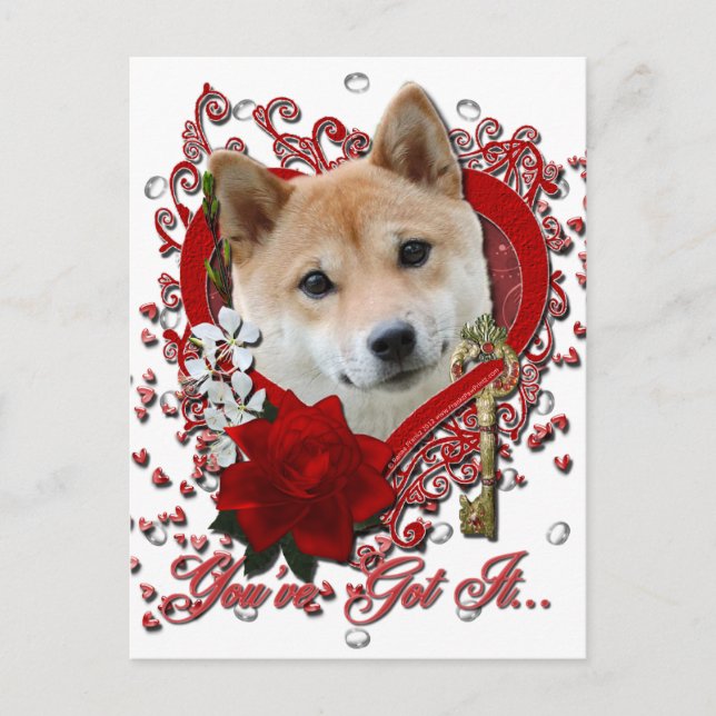 Cartes Pour Fêtes Annuelles Valentines - Clé de mon coeur - Shiba Inu (Devant)