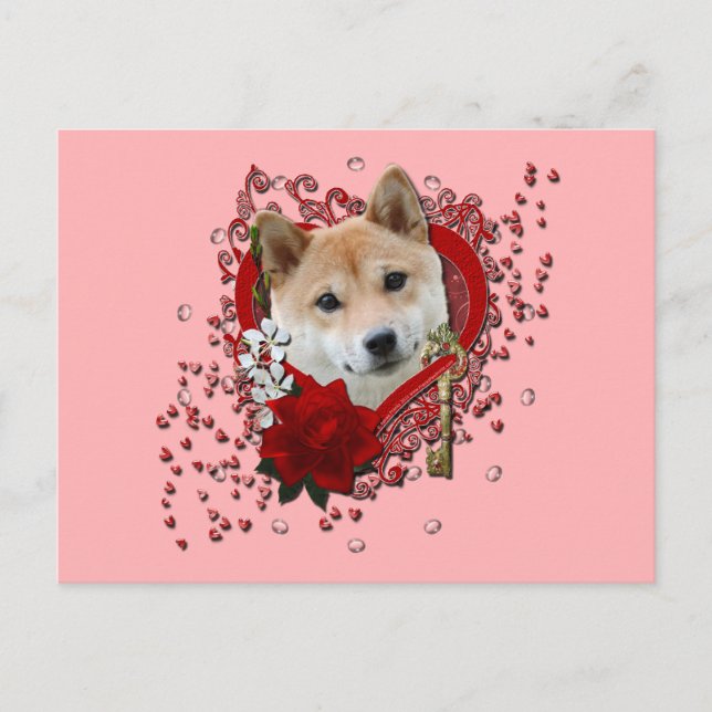 Cartes Pour Fêtes Annuelles Valentines - Clé de mon coeur - Shiba Inu (Devant)