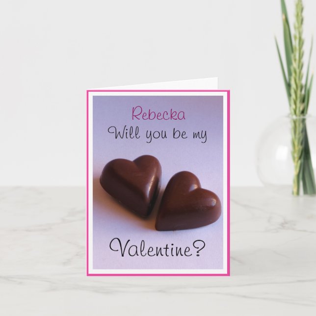 Cartes Pour Fêtes Annuelles Valentines Coeurs de chocolat avec nom n'importe q (Devant)