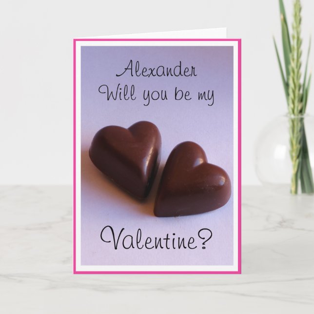 Cartes Pour Fêtes Annuelles Valentines Coeurs de chocolat avec nom n'importe q (Devant)