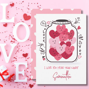 Cartes Pour Fêtes Annuelles Valentines Coeurs rose et rouge Bonbons en pot de