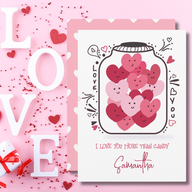 Cartes Pour Fêtes Annuelles Valentines Coeurs rose et rouge Bonbons en pot de  (Créateur téléchargé)