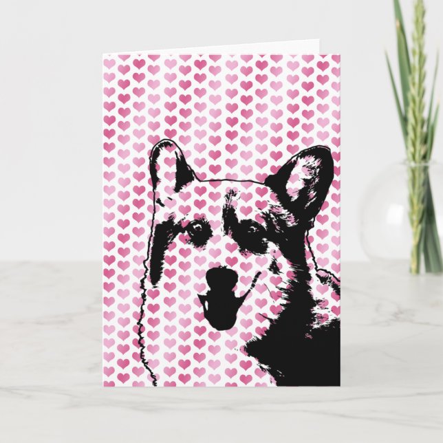 Cartes Pour Fêtes Annuelles Valentines - Corgi Silhouette - Owen (Devant)