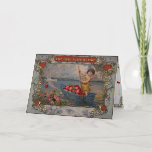 Cartes Pour Fêtes Annuelles Valentine's - Cupid vole sur un bateau plein de co