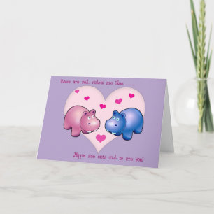 Cartes Pour Fêtes Annuelles Valentine's Cute Hippo Card