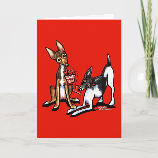 Cartes Pour Fêtes Annuelles Valentines d'amoureux de Rat terrier (Devant)