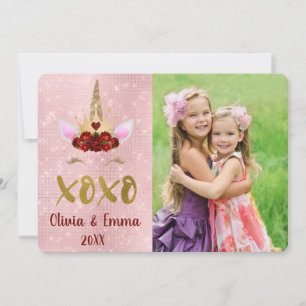 Cartes Pour Fêtes Annuelles Valentine's Day Blush Pink Unicorn Photo