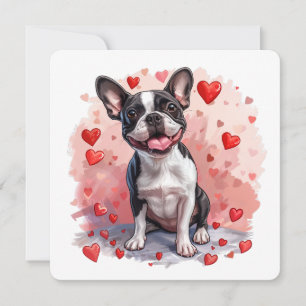 Cartes Pour Fêtes Annuelles Valentines Day Boston Terrier Dog