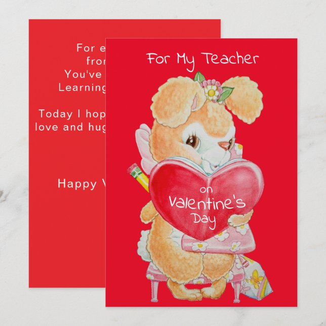 Cartes Pour Fêtes Annuelles Valentine's Day Card for a Good Teacher (Devant / Derrière)