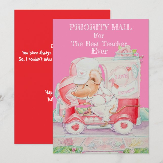 Cartes Pour Fêtes Annuelles Valentine's Day Card for Teacher (Devant / Derrière)