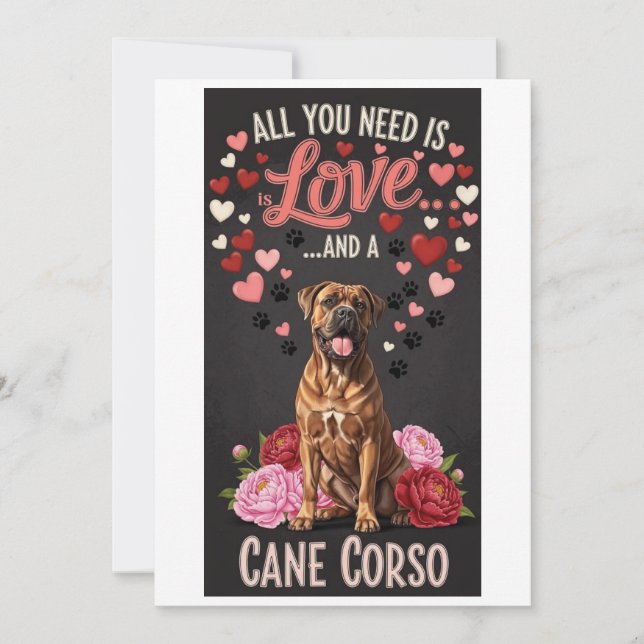 Cartes Pour Fêtes Annuelles Valentine's Day cute cane corso dog Photo   (Devant)
