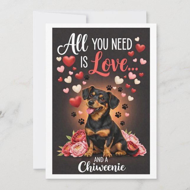 Cartes Pour Fêtes Annuelles Valentine's Day cute chiweenie dog Photo   (Devant)