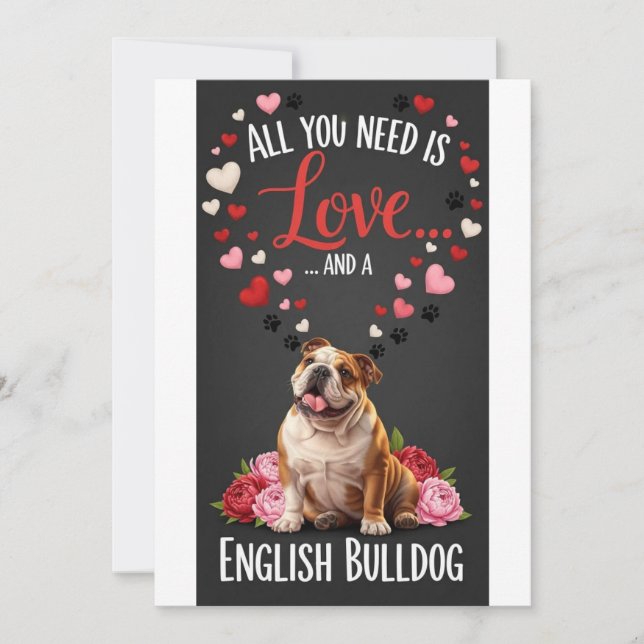 Cartes Pour Fêtes Annuelles Valentine's Day cute english bulldog Photo cuddle (Devant)