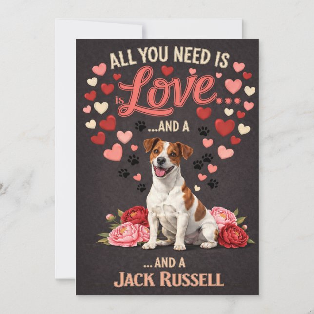 Cartes Pour Fêtes Annuelles Valentine's Day cute jack russell  dog Photo   (Devant)