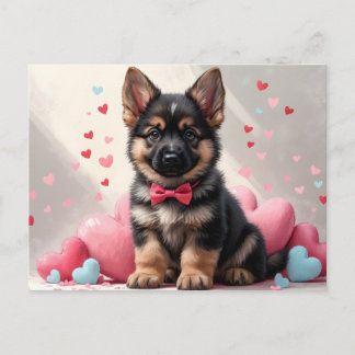 Cartes Pour Fêtes Annuelles Valentine's Day German Shepherd Puppy with Hearts