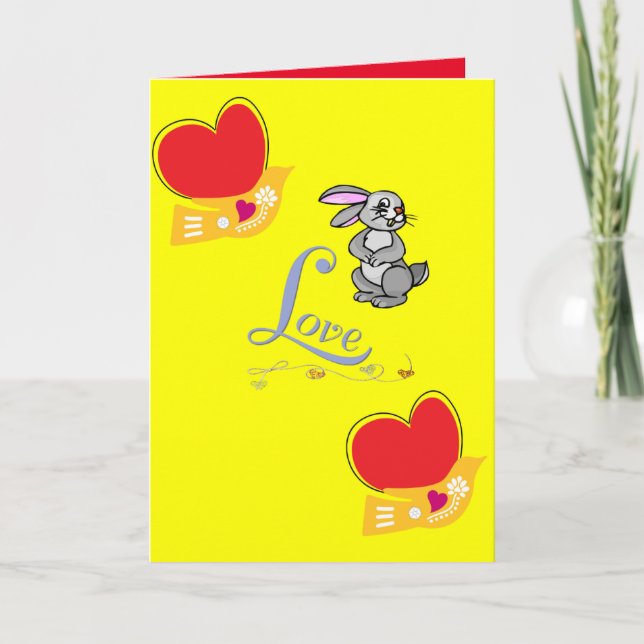 Cartes Pour Fêtes Annuelles Valentine's Day Greeting Card Bunny Rabbit Amour (Devant)