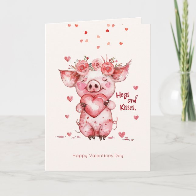 Cartes Pour Fêtes Annuelles valentine's day Hogs & Kisses Funny Pig (Devant)