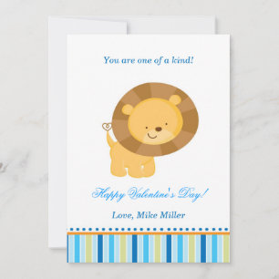 Cartes Pour Fêtes Annuelles Valentines Day Kids Lion Blue Greeting Card