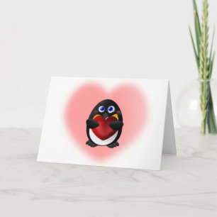 Cartes Pour Fêtes Annuelles Valentine's Day Penguin with Heart