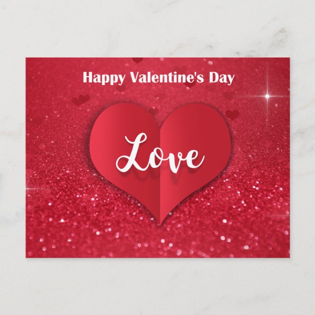 Cartes Pour Fêtes Annuelles Valentine's Day Red Paper Heart Parties scintillan (Devant)